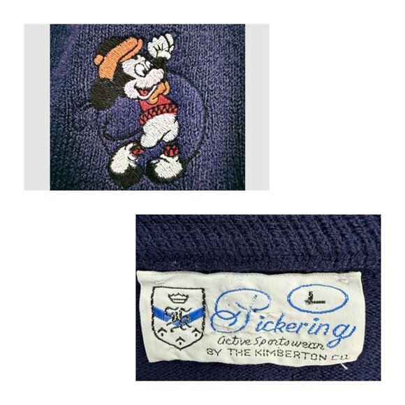 VTG Pickering Disney Sweater Mens L Navy Mickey Mouse Embroidered Golf Knit USA - Picture 2 of 12